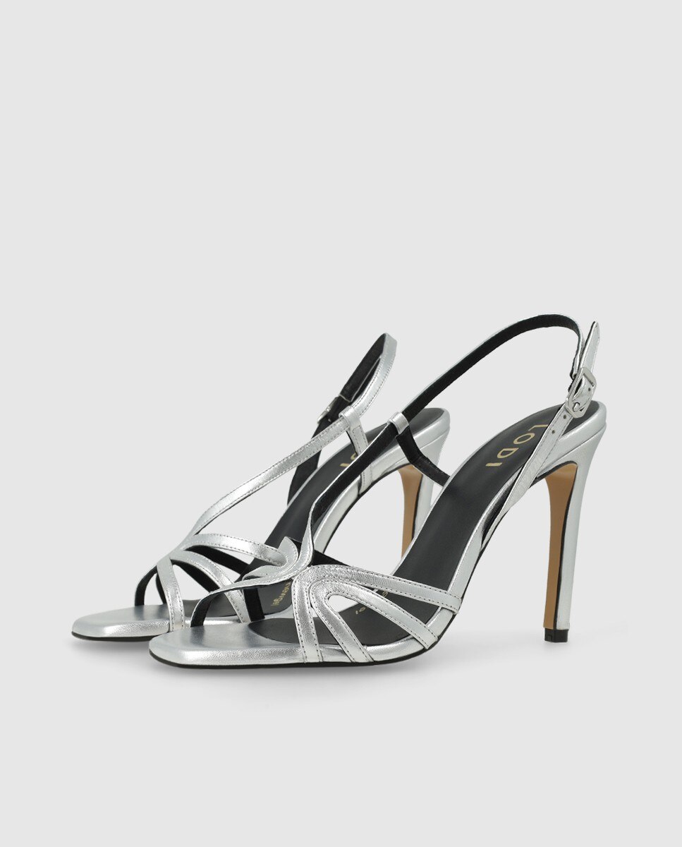 Sandalias de mujer en piel metalizada con tiras - Lodi - Plata Plata-3