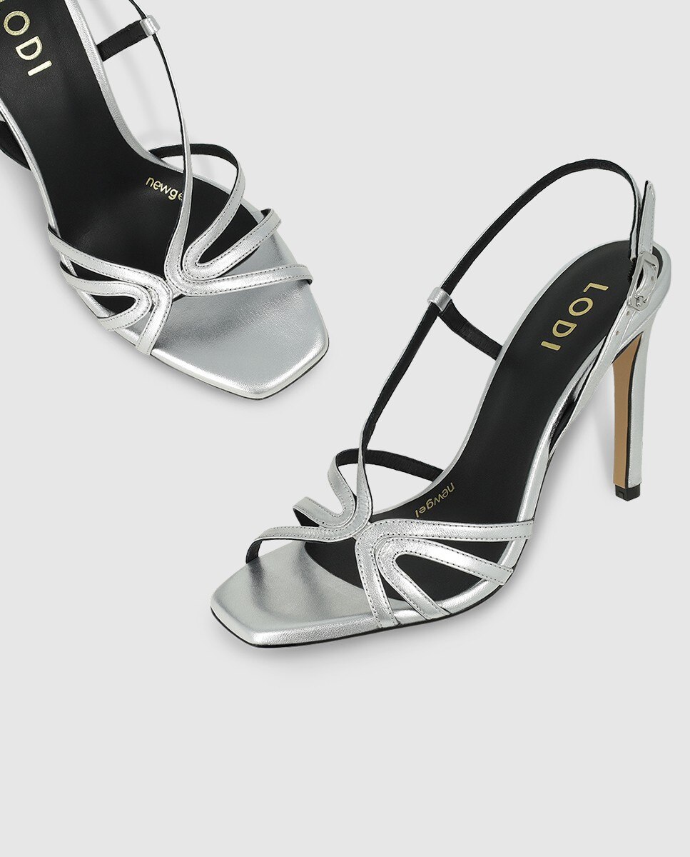 Sandalias de mujer en piel metalizada con tiras - Lodi - Plata Plata-4