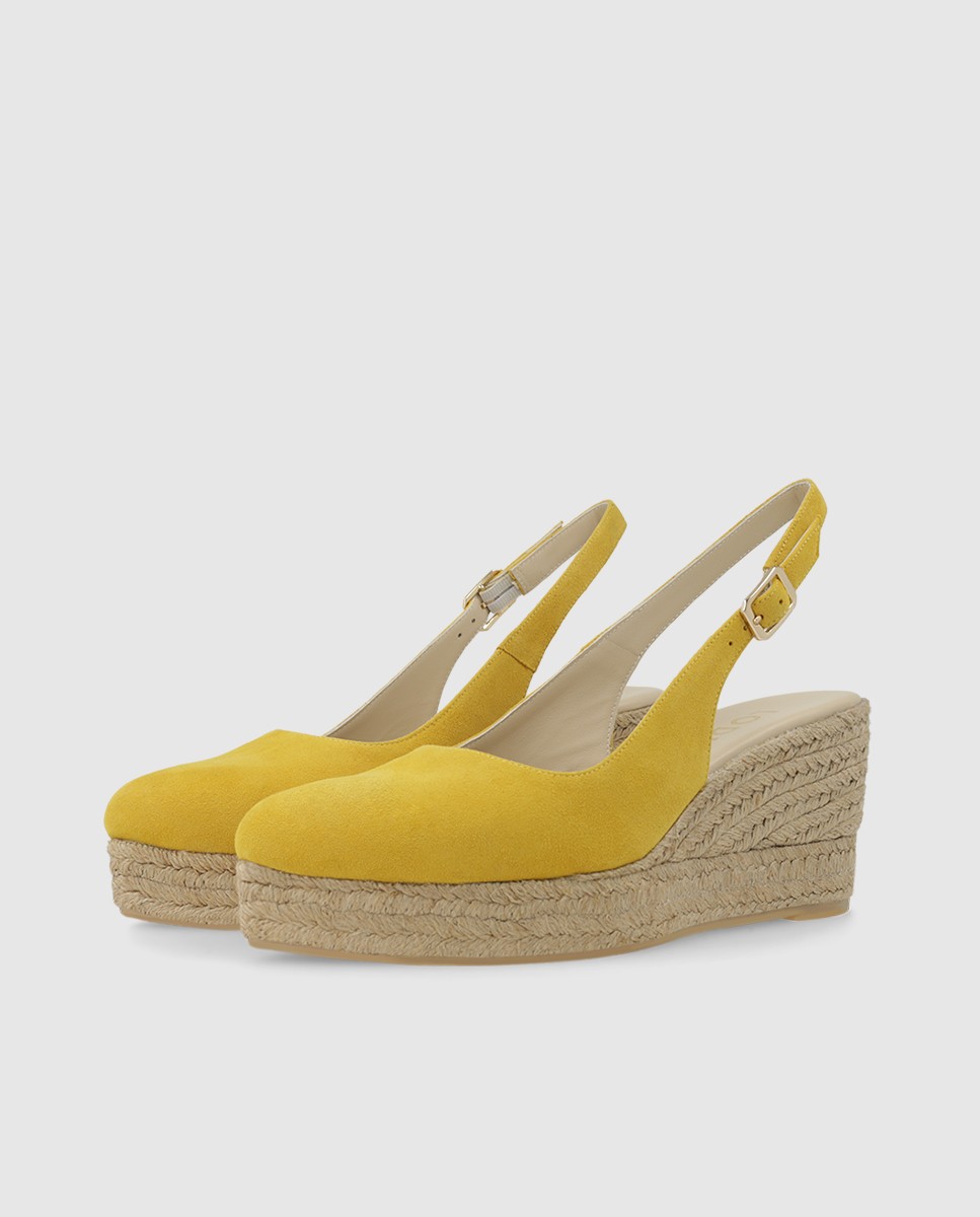 Alpargatas de plataforma de mujer en ante - Lodi - Amarillo Amarillo-3