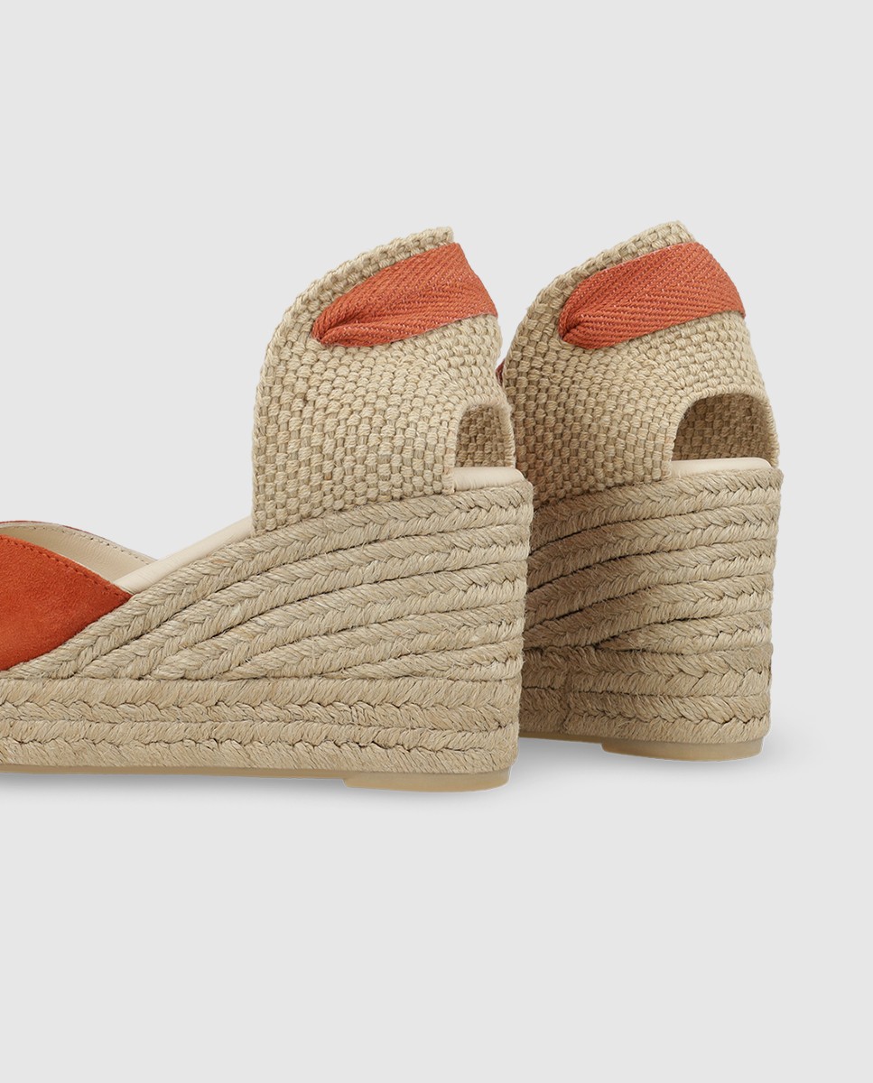 Alpargatas de plataforma de mujer en piel - Lodi - Naranja Naranja-2