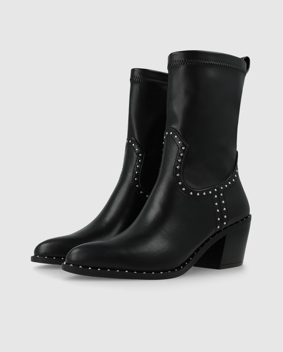 Botines de mujer tipo cowboy en piel - Lodi - Negro Negro-3