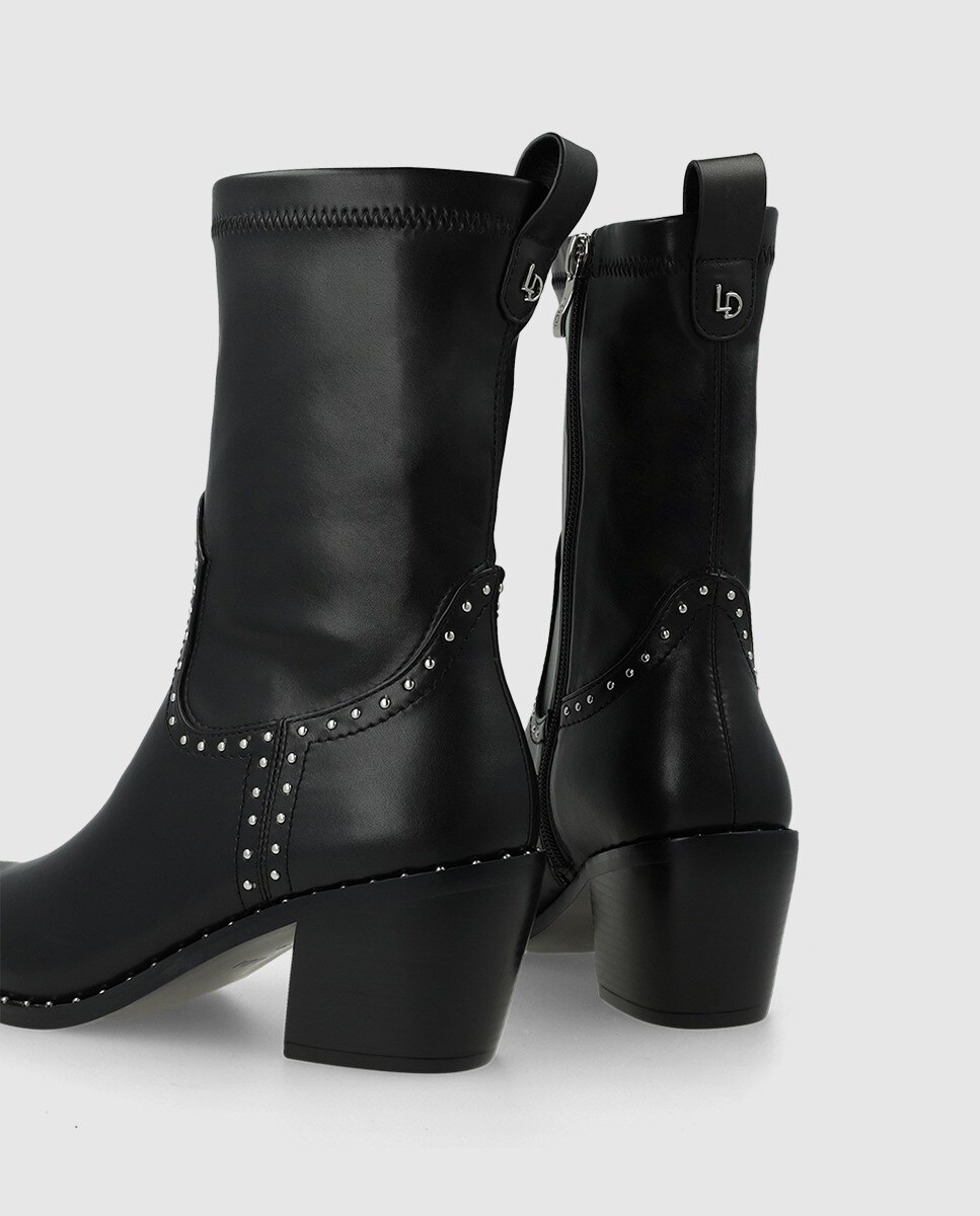 Botines de mujer tipo cowboy en piel - Lodi - Negro Negro-2