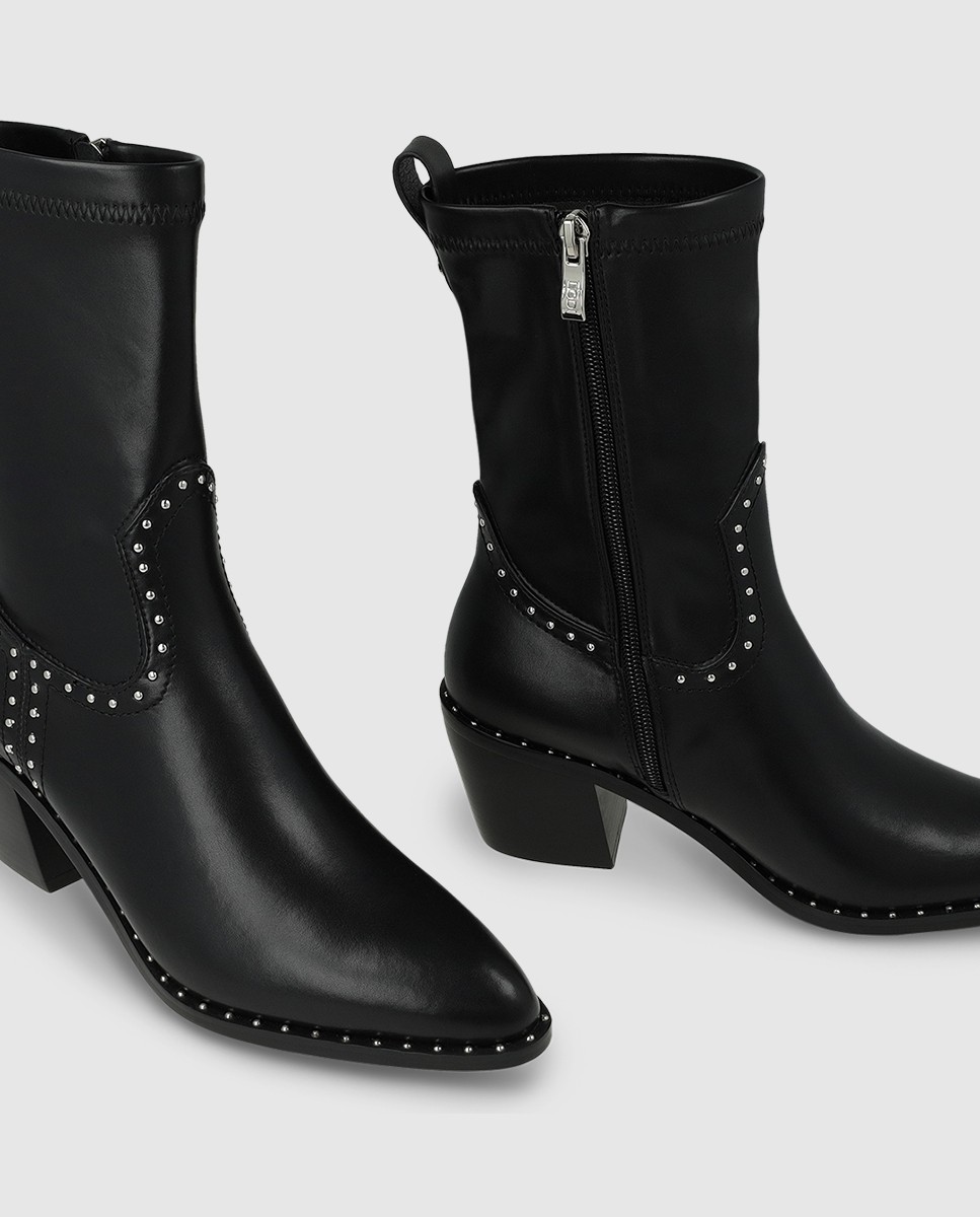 Botines de mujer tipo cowboy en piel - Lodi - Negro Negro-4