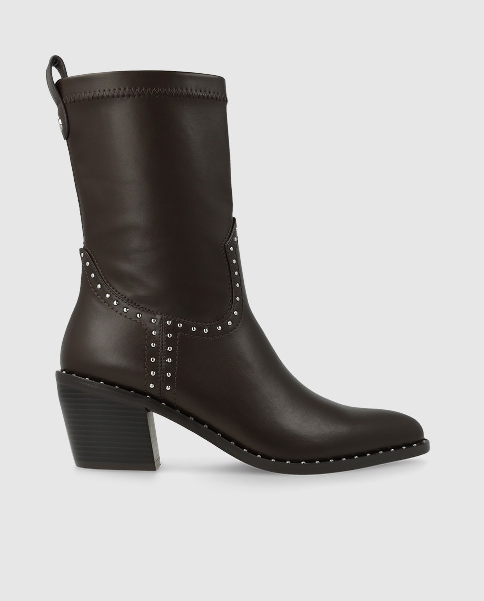 Botines de mujer tipo cowboy en piel - Lodi - Marrón Marrón-1