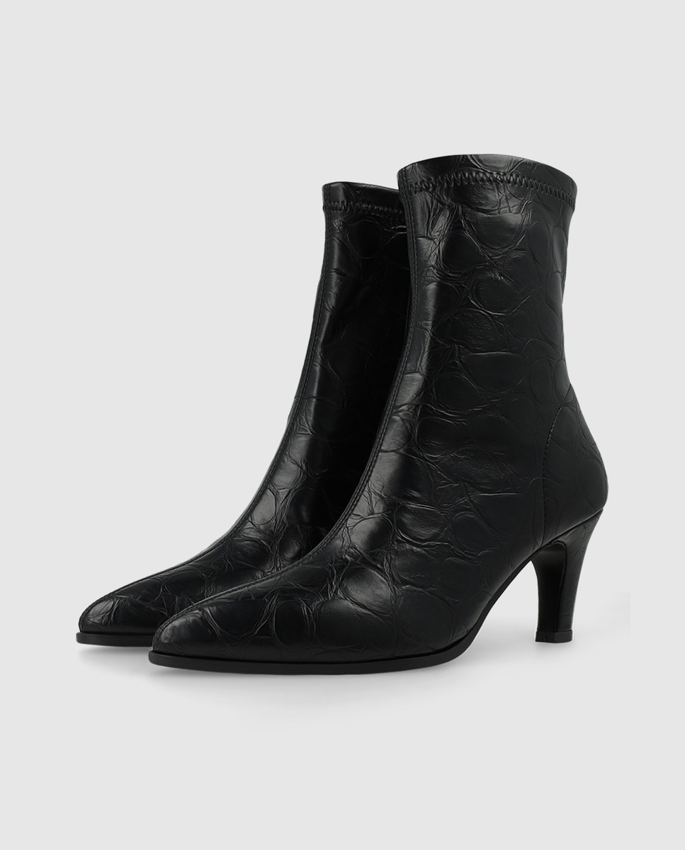 Botines de mujer en tejido elástico efecto piel - Lodi - Negro Negro-4