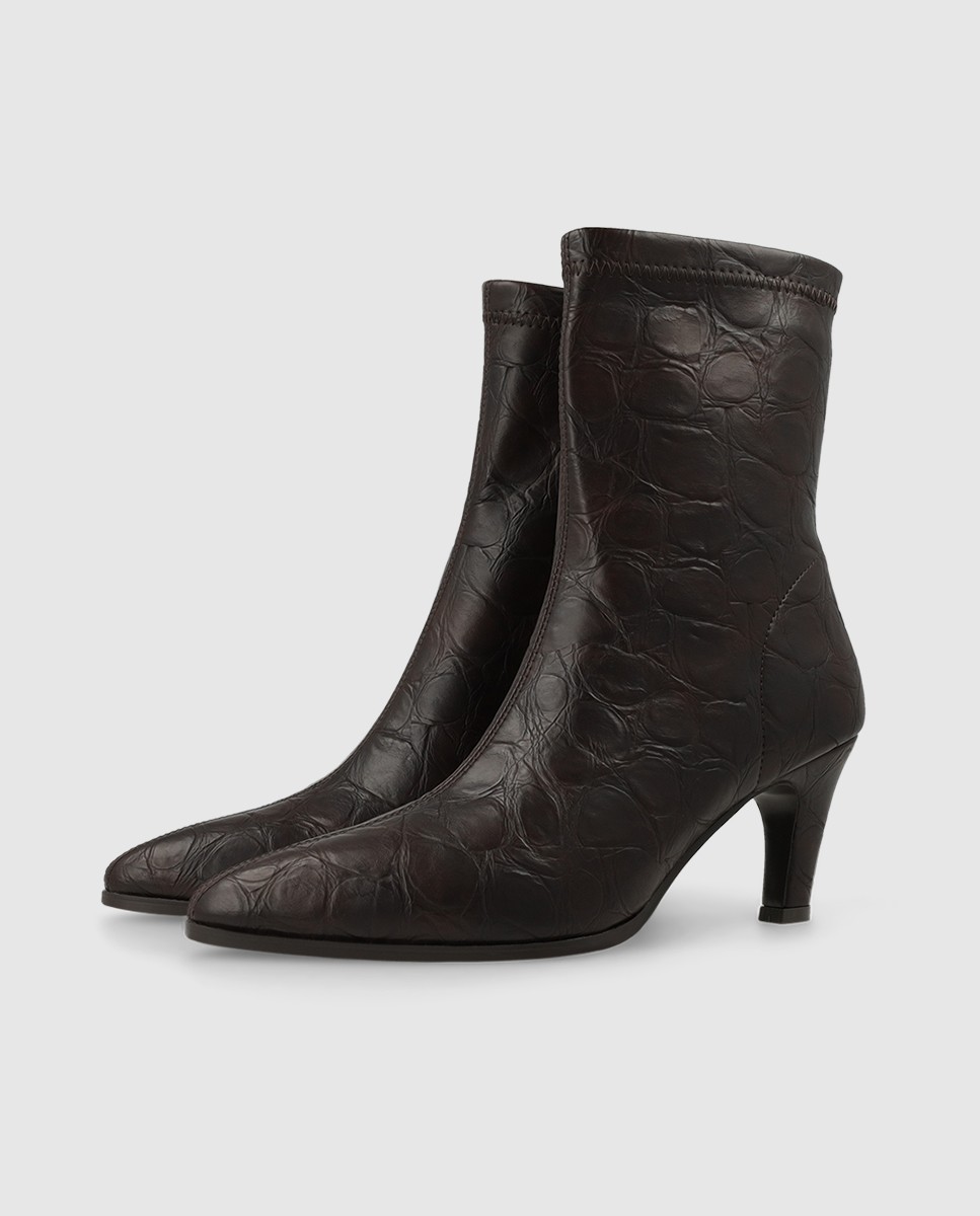 Botines de mujer en tejido elástico efecto piel - Lodi - Marrón Marrón-4