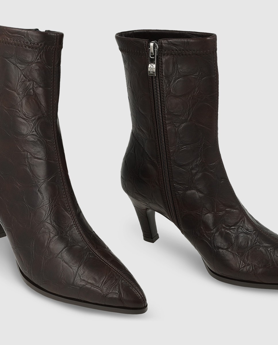 Botines de mujer en tejido elástico efecto piel - Lodi - Marrón Marrón-2