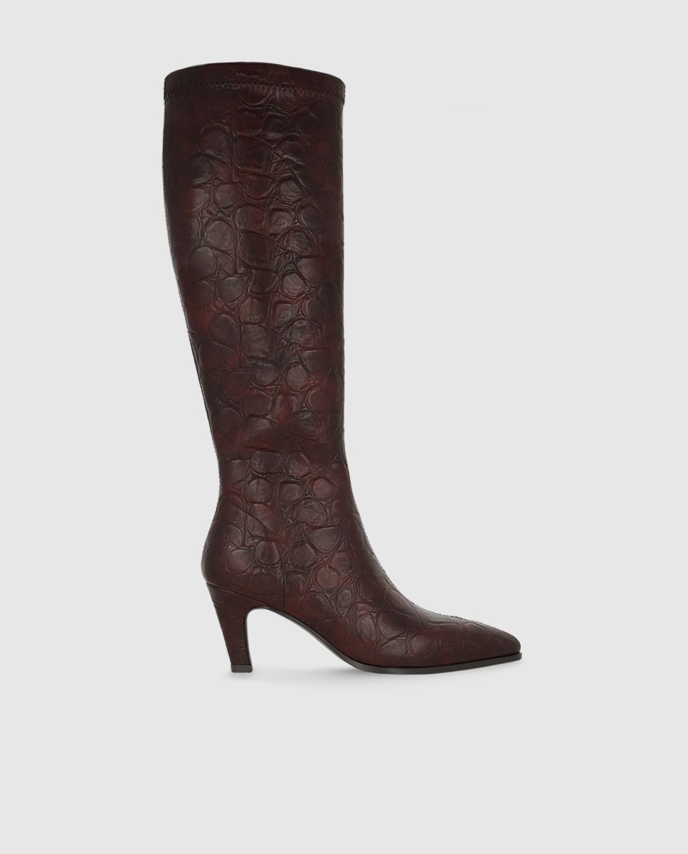 Botas de mujer en tejido efecto piel elástica - Lodi - Burdeos Burdeos-1