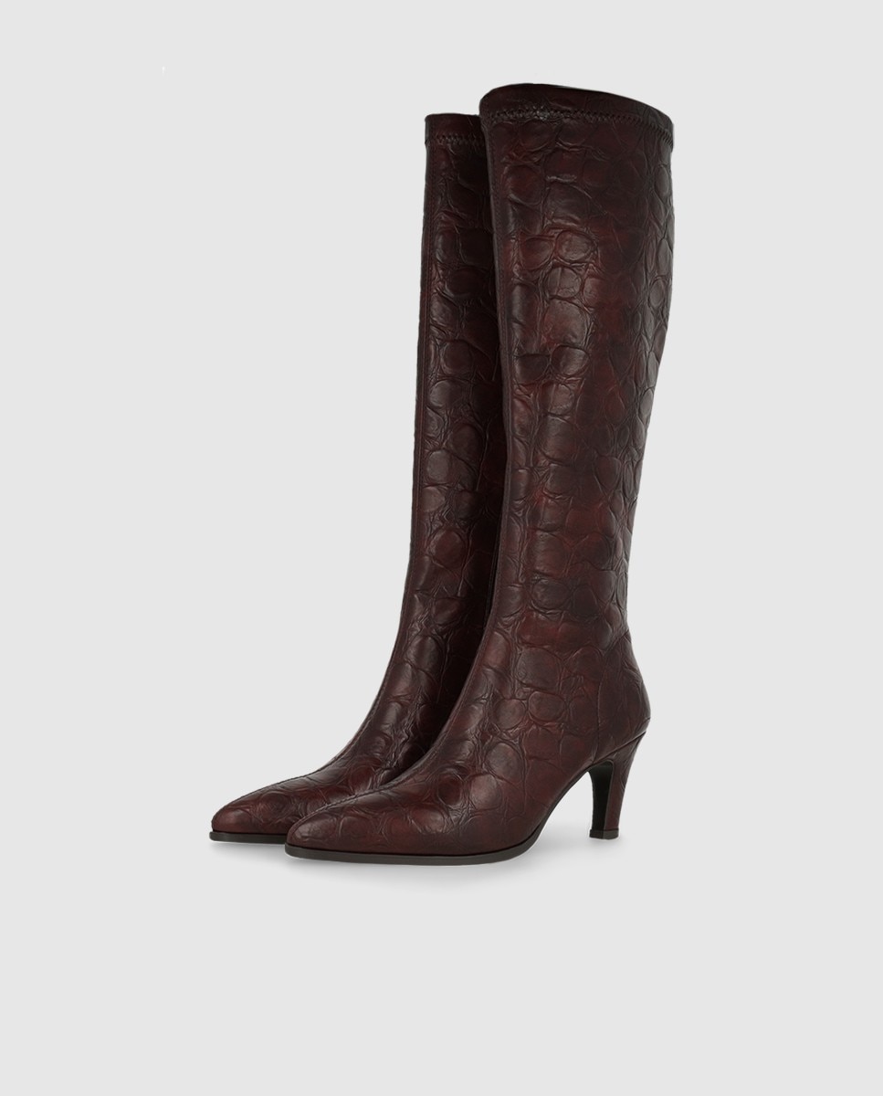 Botas de mujer en tejido efecto piel elástica - Lodi - Burdeos Burdeos-2