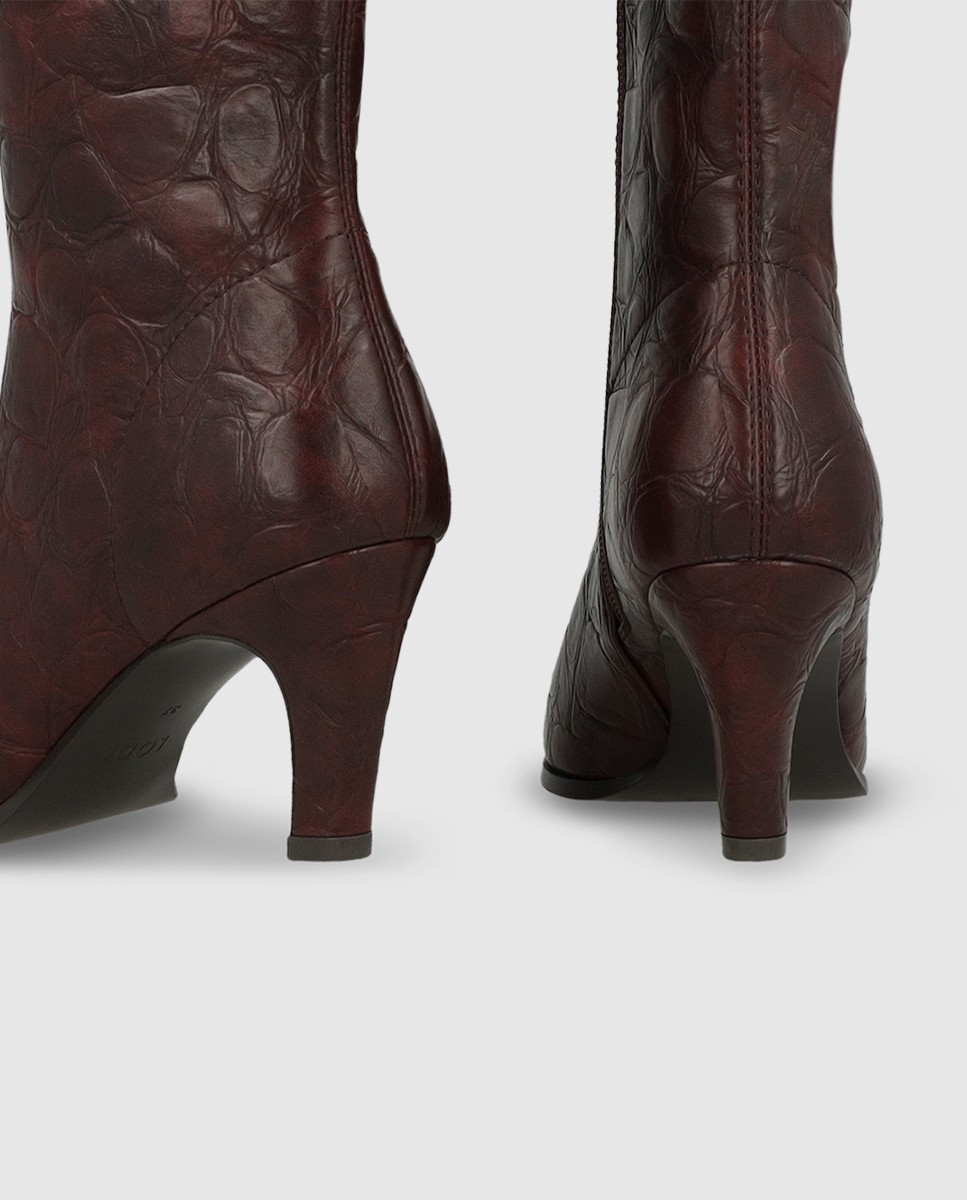 Botas de mujer en tejido efecto piel elástica - Lodi - Burdeos Burdeos-4