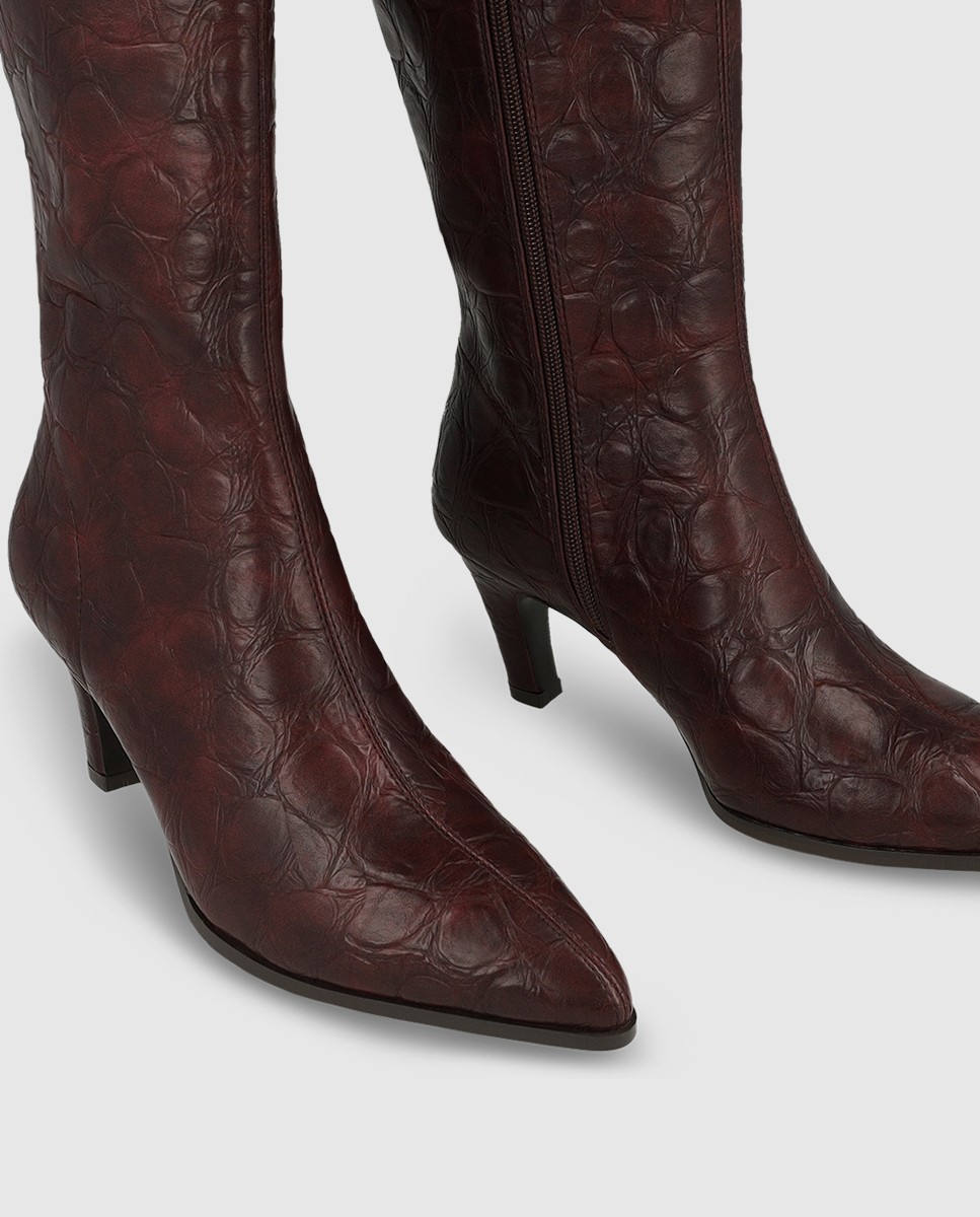 Botas de mujer en tejido efecto piel elástica - Lodi - Burdeos Burdeos-3