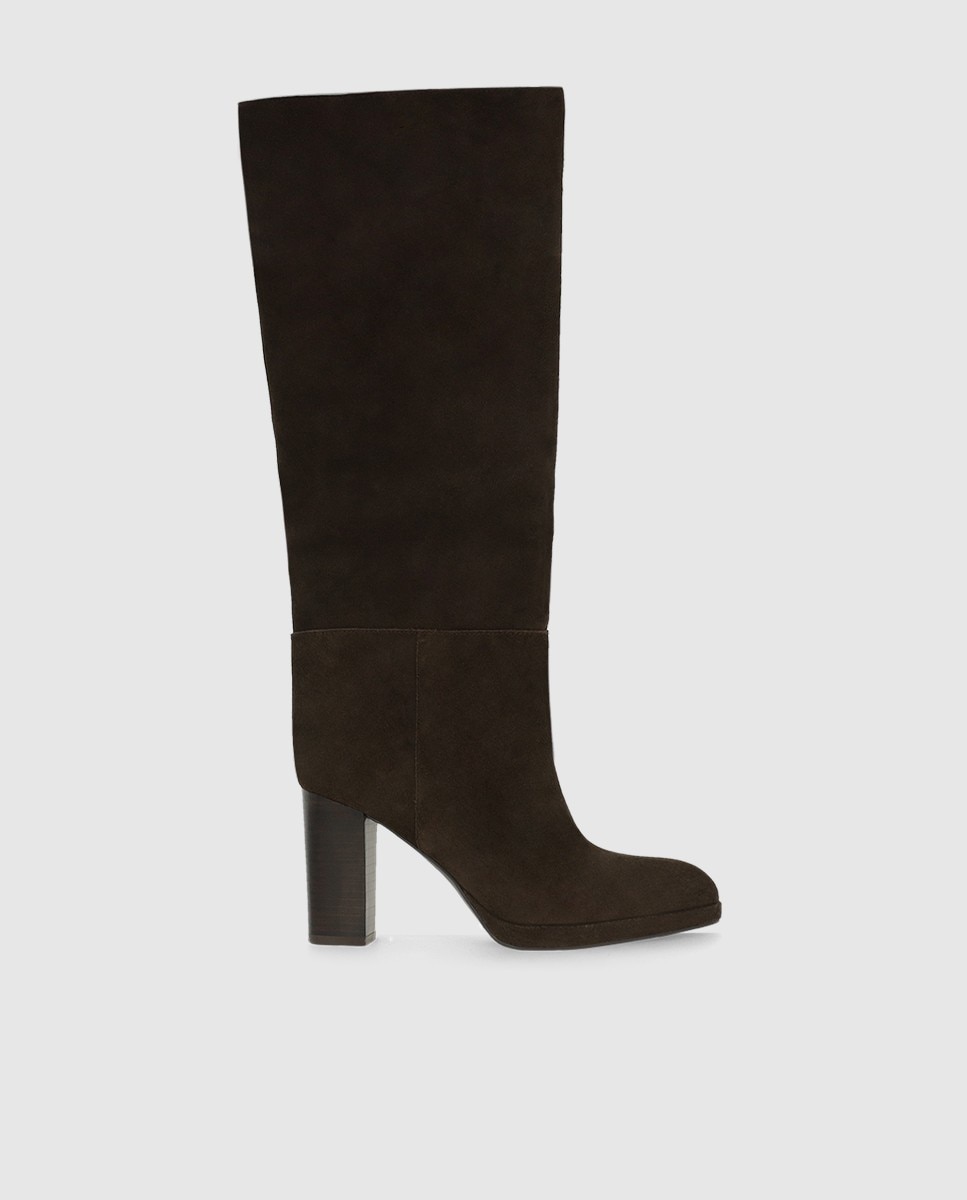 Botas de mujer en piel de caña ancha - Lodi - Marrón oscuro Marrón oscuro-1