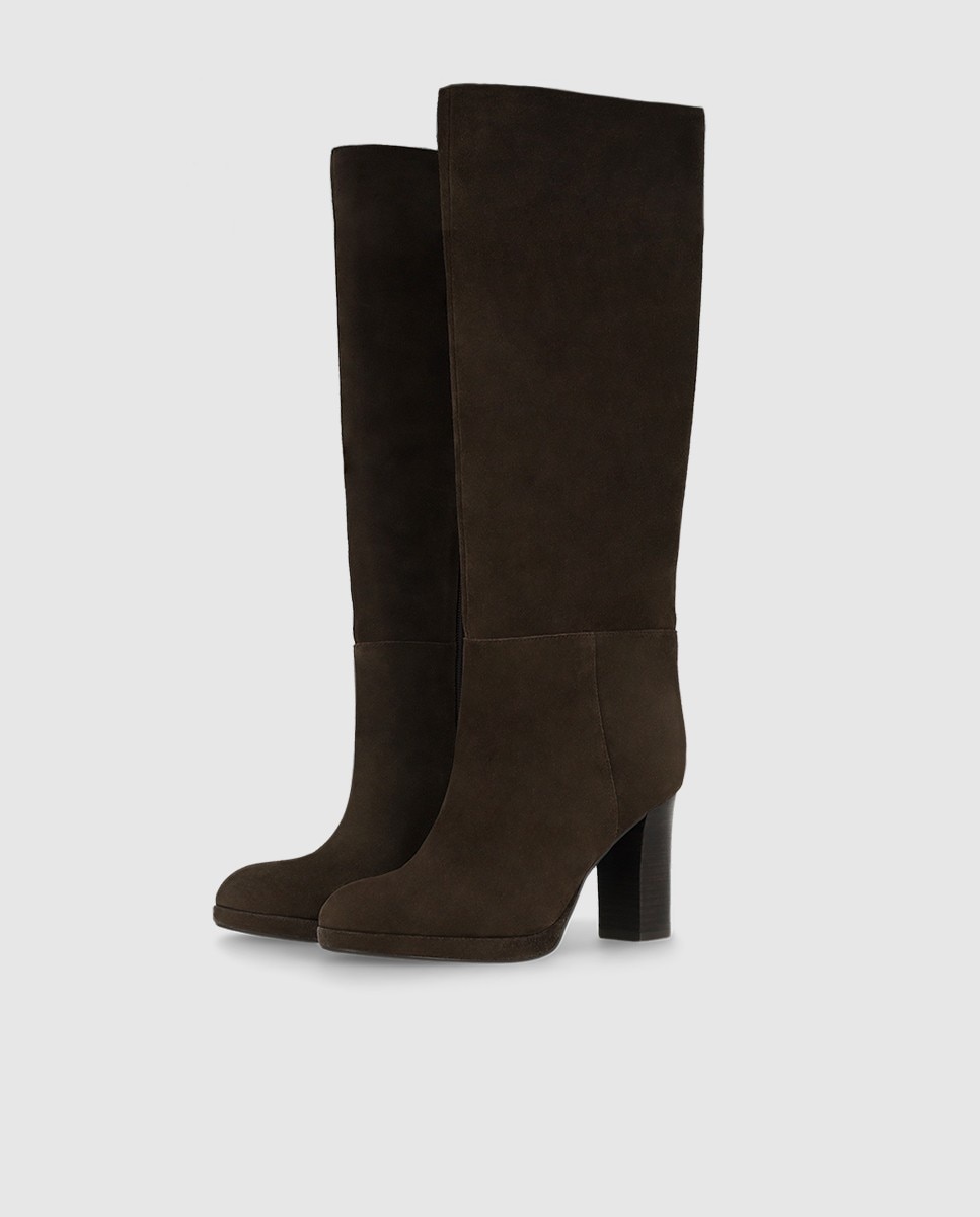 Botas de mujer en piel de caña ancha - Lodi - Marrón oscuro Marrón oscuro-2