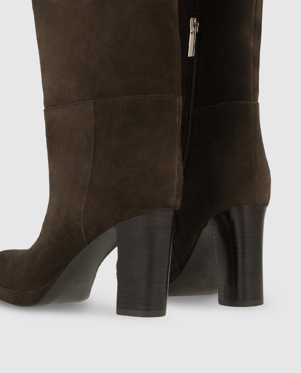 Botas de mujer en piel de caña ancha - Lodi - Marrón oscuro Marrón oscuro-3