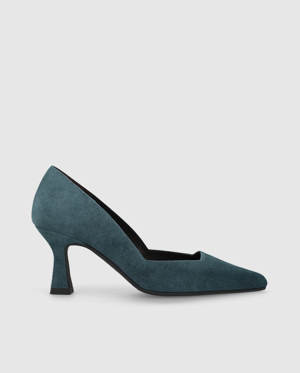 Zapatos de salón de mujer en ante y escote cuadrado - Lodi - Azul Azul-1