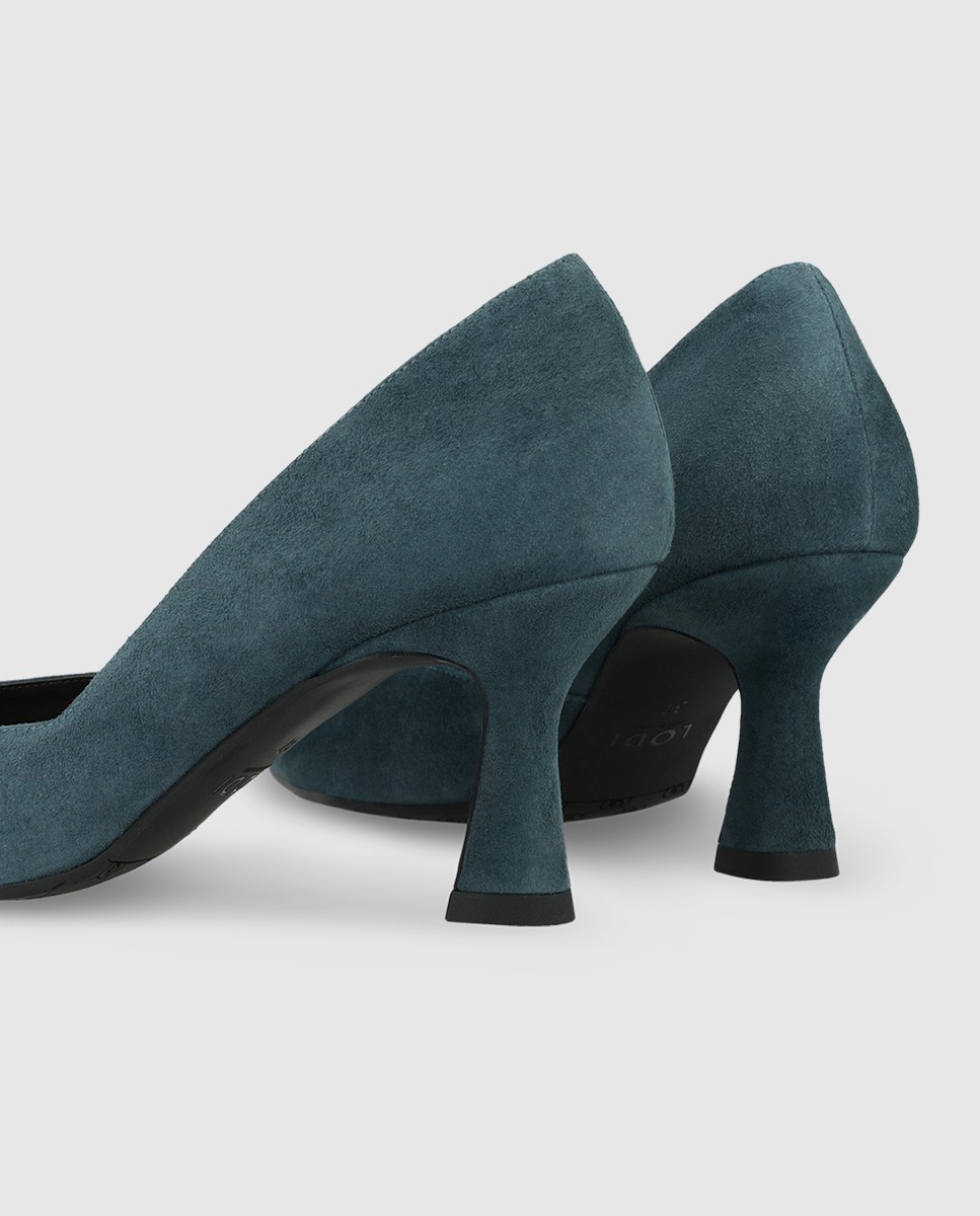 Zapatos de salón de mujer en ante y escote cuadrado - Lodi - Azul Azul-2