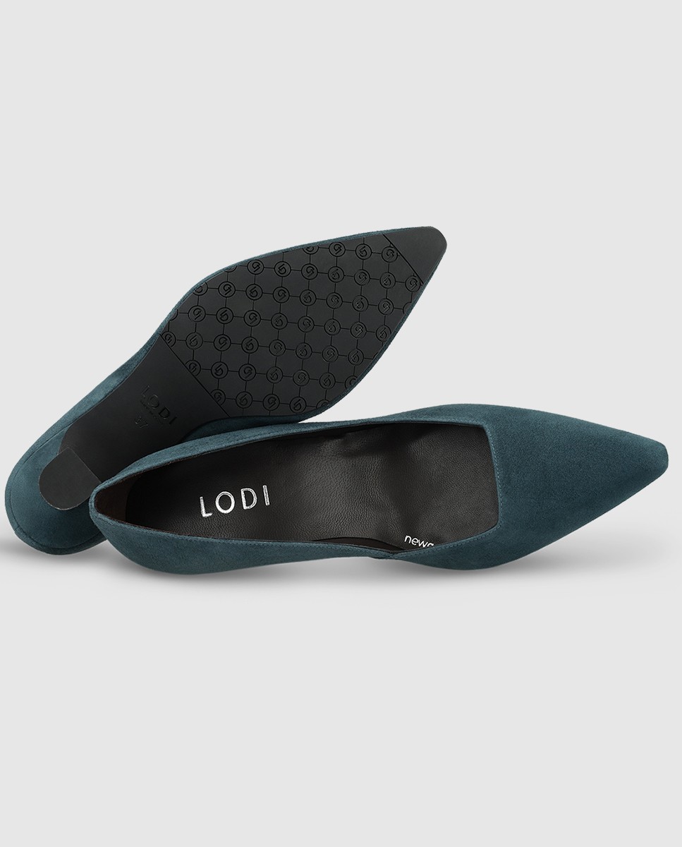 Zapatos de salón de mujer en ante y escote cuadrado - Lodi - Azul Azul-4
