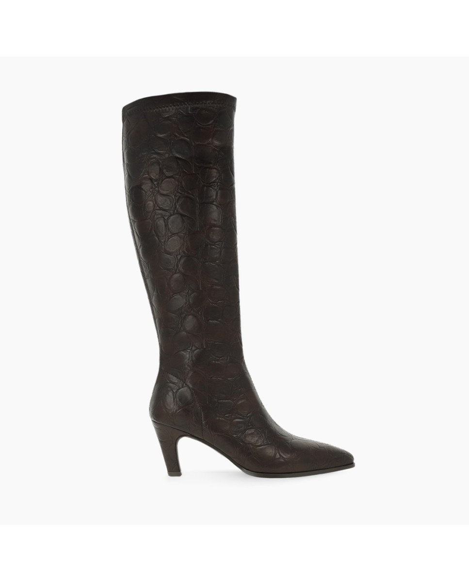 Botas de mujer en tejido efecto piel elástica - Lodi - Marrón Marrón-1