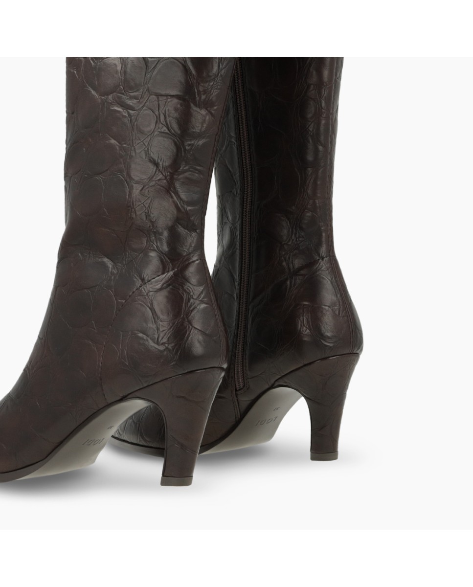 Botas de mujer en tejido efecto piel elástica - Lodi - Marrón Marrón-3