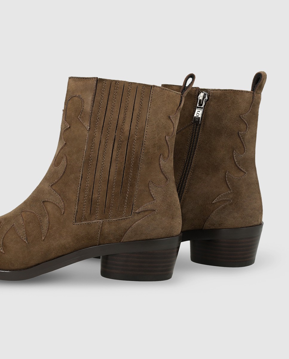 Botines de mujer de ante con adorno de pespuntes - Lodi - Beige Beige-2