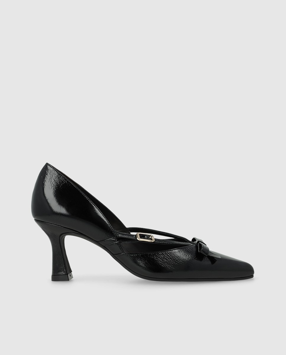 Zapatos de salón de mujer en piel con mini lazo - Lodi - Negro Negro-1