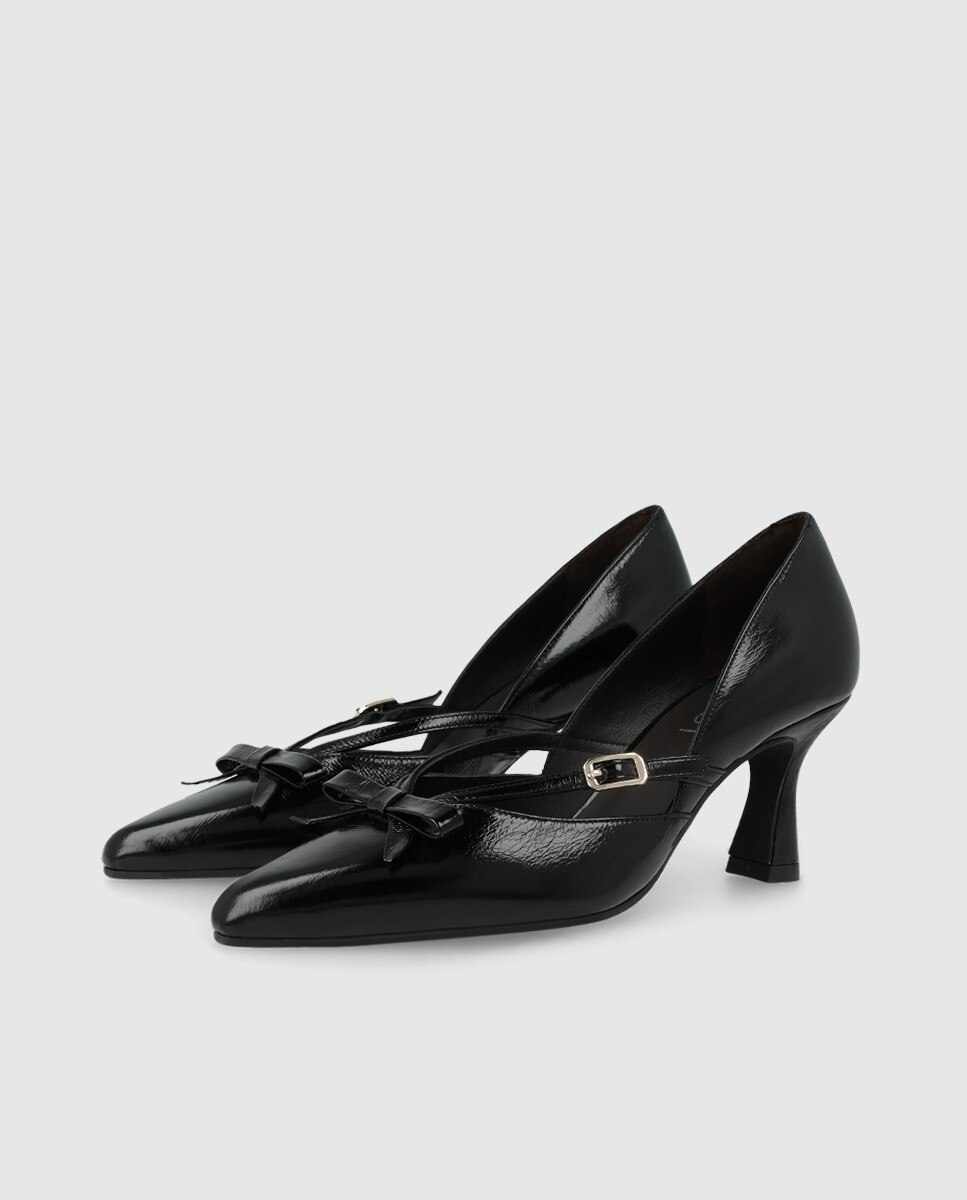 Zapatos de salón de mujer en piel con mini lazo - Lodi - Negro Negro-3