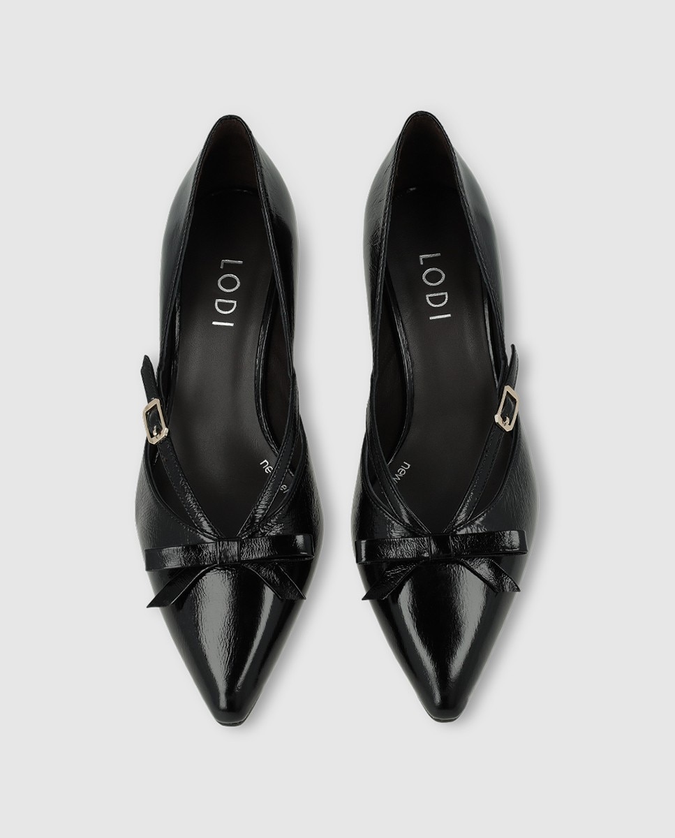 Zapatos de salón de mujer en piel con mini lazo - Lodi - Negro Negro-4