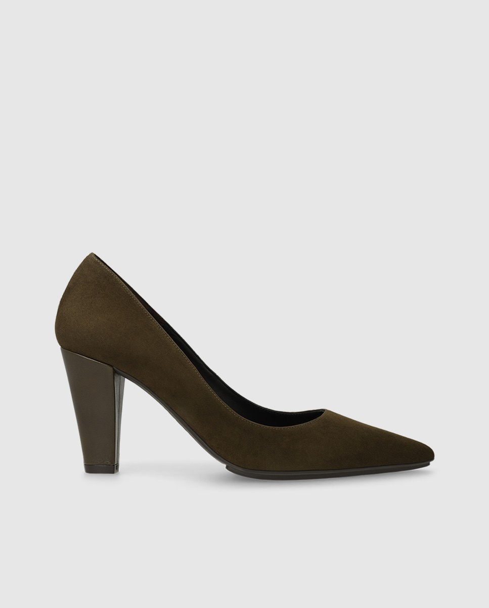 Zapatos de salón de mujer en ante con tacón ancho - Lodi - Verde Verde-1