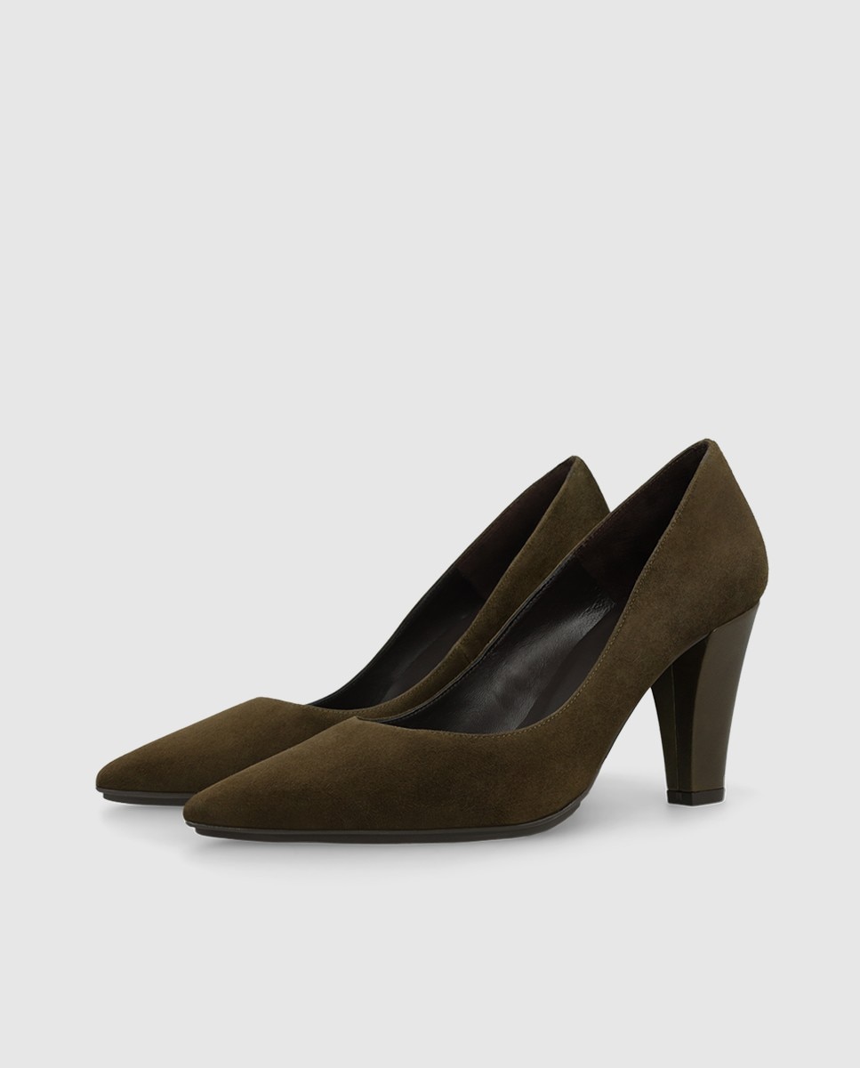 Zapatos de salón de mujer en ante con tacón ancho - Lodi - Verde Verde-3