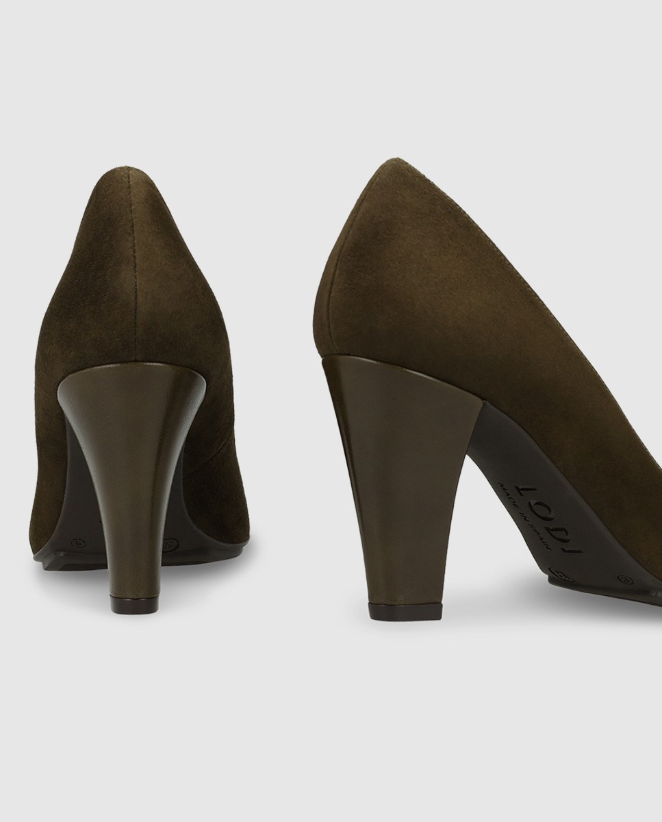Zapatos de salón de mujer en ante con tacón ancho - Lodi - Verde Verde-2
