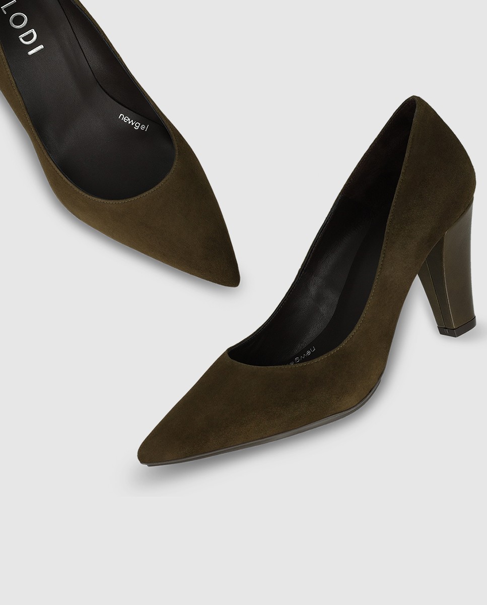 Zapatos de salón de mujer en ante con tacón ancho - Lodi - Verde Verde-4