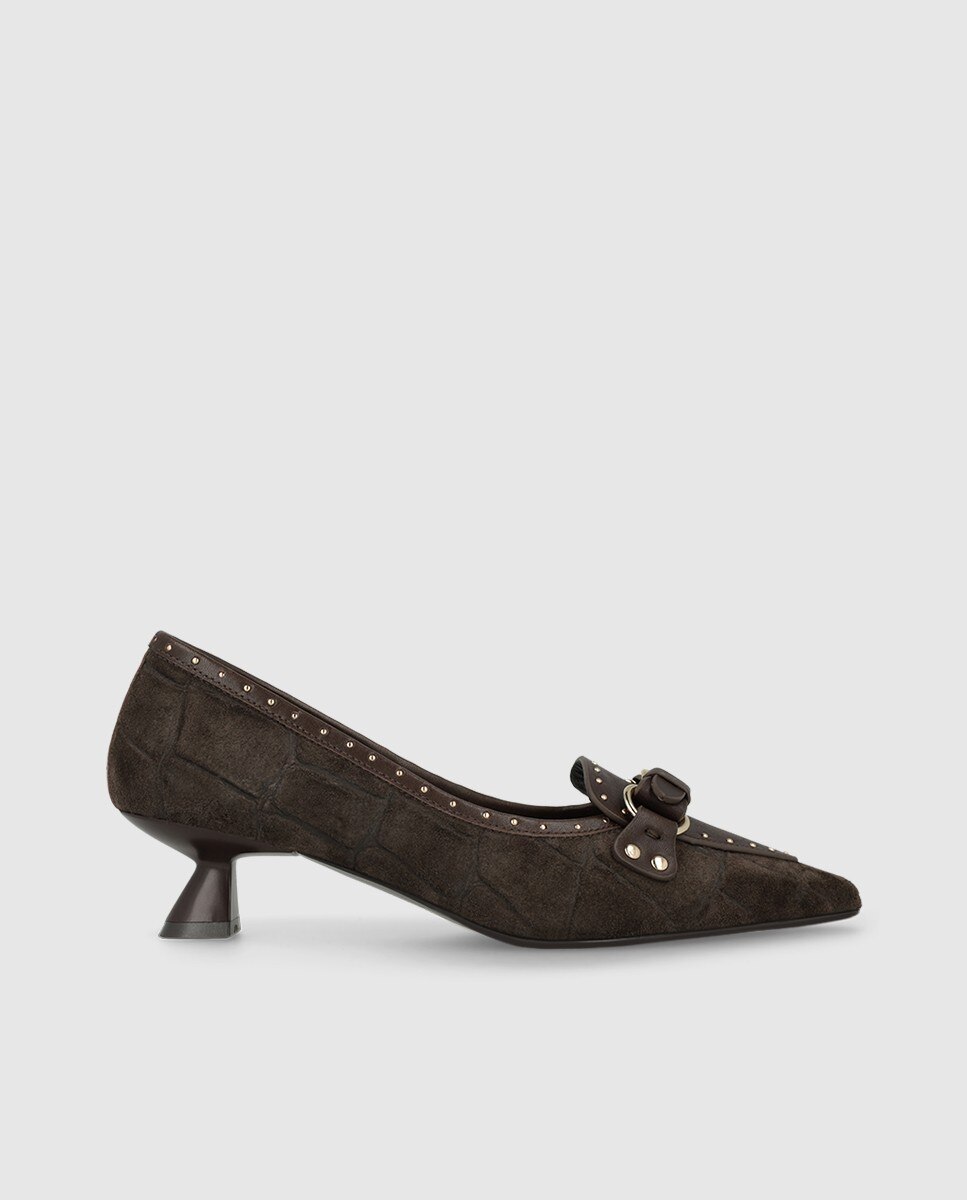 Zapatos de salón en piel con detalle de tachas - Lodi - Marrón Marrón-1