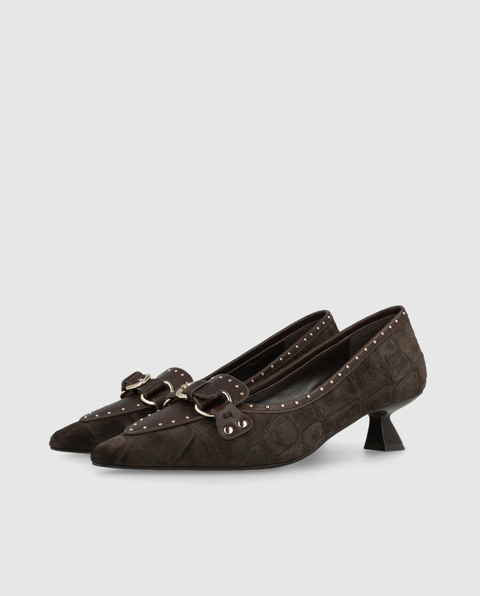 Zapatos de salón en piel con detalle de tachas - Lodi - Marrón Marrón-3