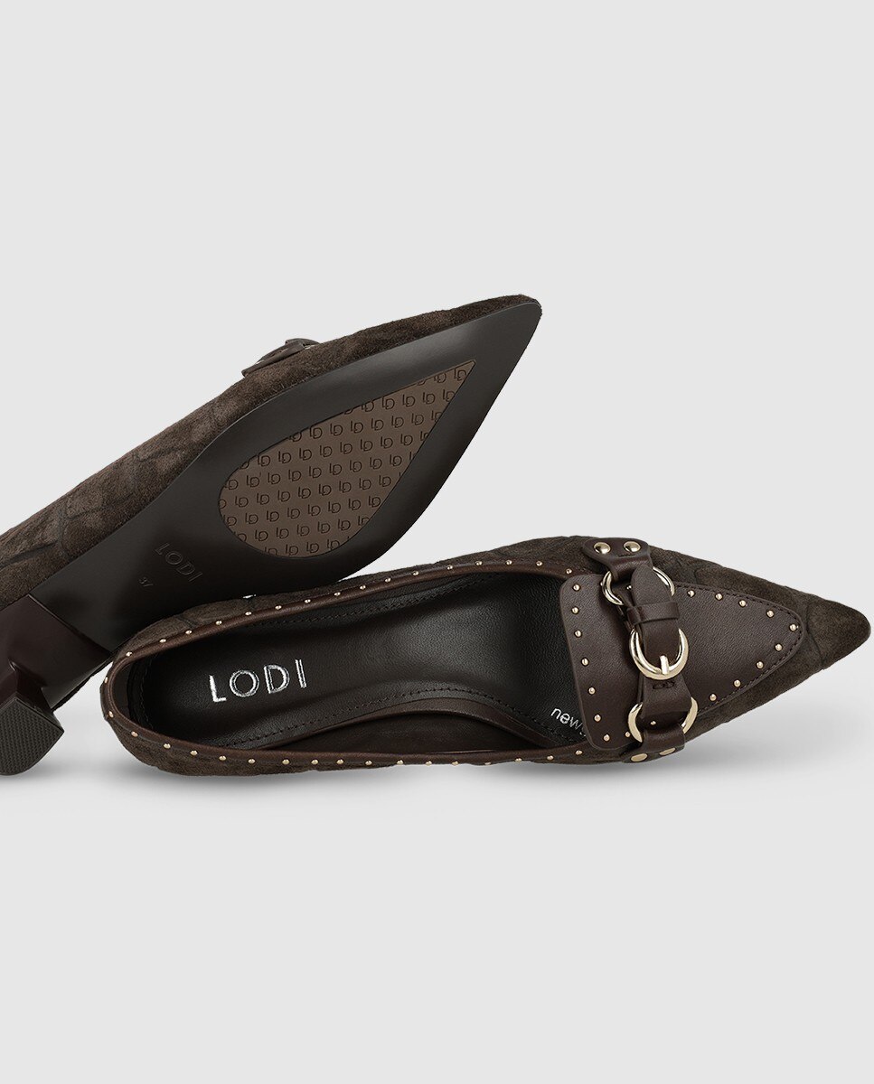 Zapatos de salón en piel con detalle de tachas - Lodi - Marrón Marrón-4