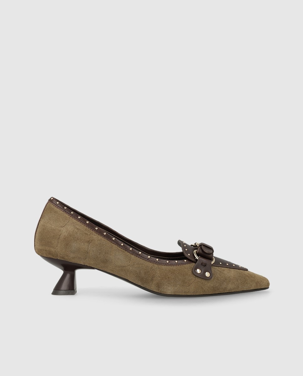 Zapatos de salón en piel con detalle de tachas - Lodi - Beige Beige-1