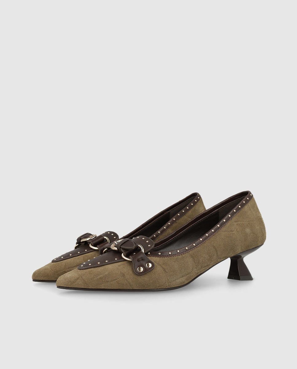 Zapatos de salón en piel con detalle de tachas - Lodi - Beige Beige-3