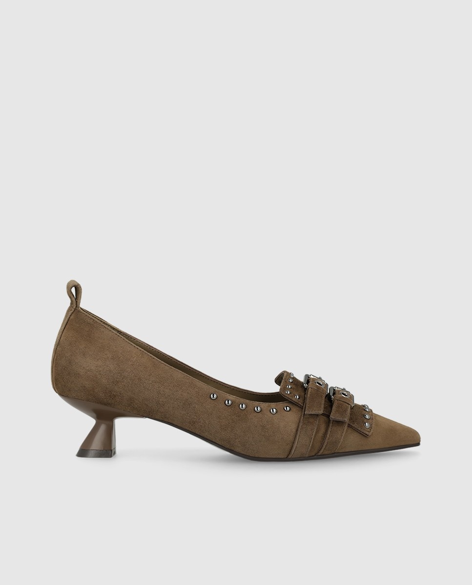 Zapatos de salón de mujer en piel con tachas - Lodi - Beige Beige-1