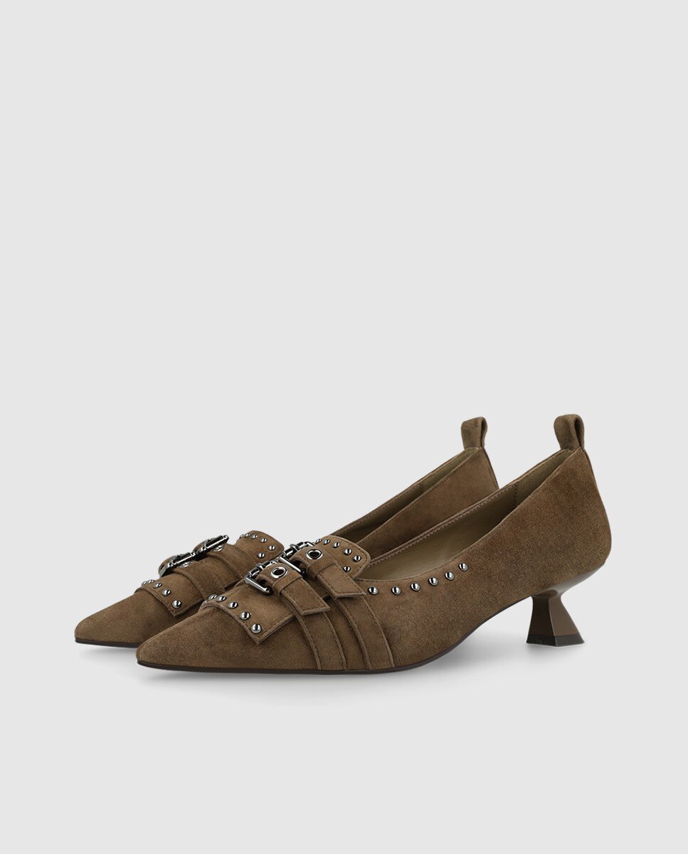 Zapatos de salón de mujer en piel con tachas - Lodi - Beige Beige-3