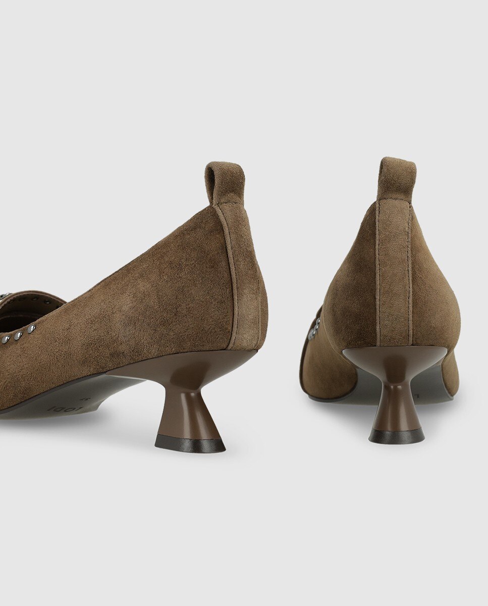 Zapatos de salón de mujer en piel con tachas - Lodi - Beige Beige-2