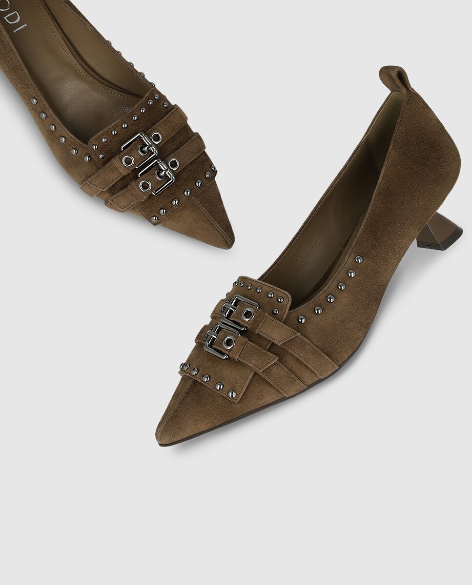 Zapatos de salón de mujer en piel con tachas - Lodi - Beige Beige-4