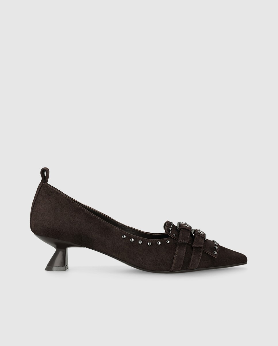 Zapatos de salón de mujer en piel con tachas - Lodi - Marrón Marrón-1