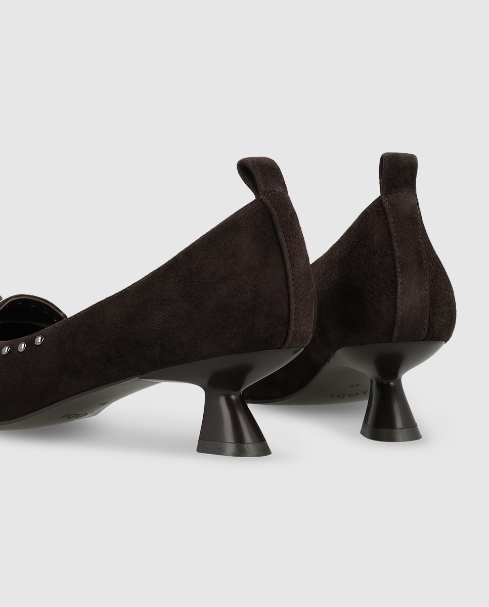 Zapatos de salón de mujer en piel con tachas - Lodi - Marrón Marrón-2