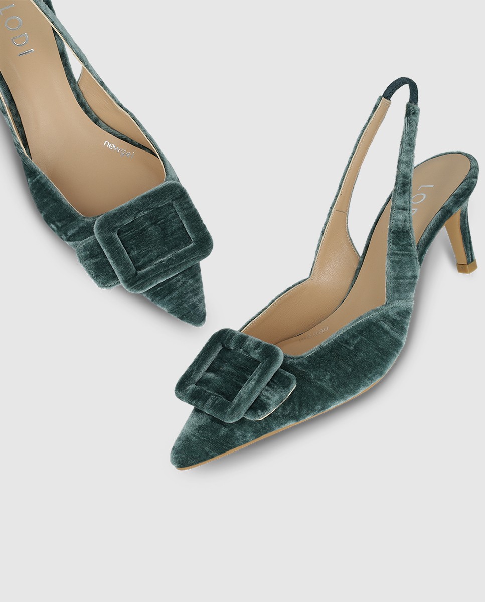 Mules de mujer en terciopelo con adorno - Lodi - Verde Verde-4