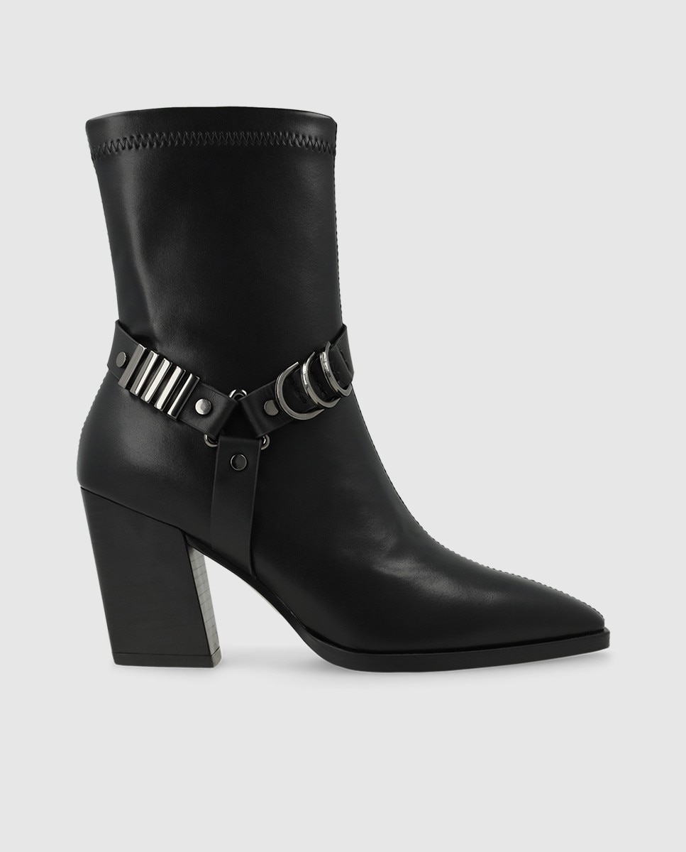 Botines de mujer en antelina elástica con apliques metálicos - Lodi - Negro Negro-1
