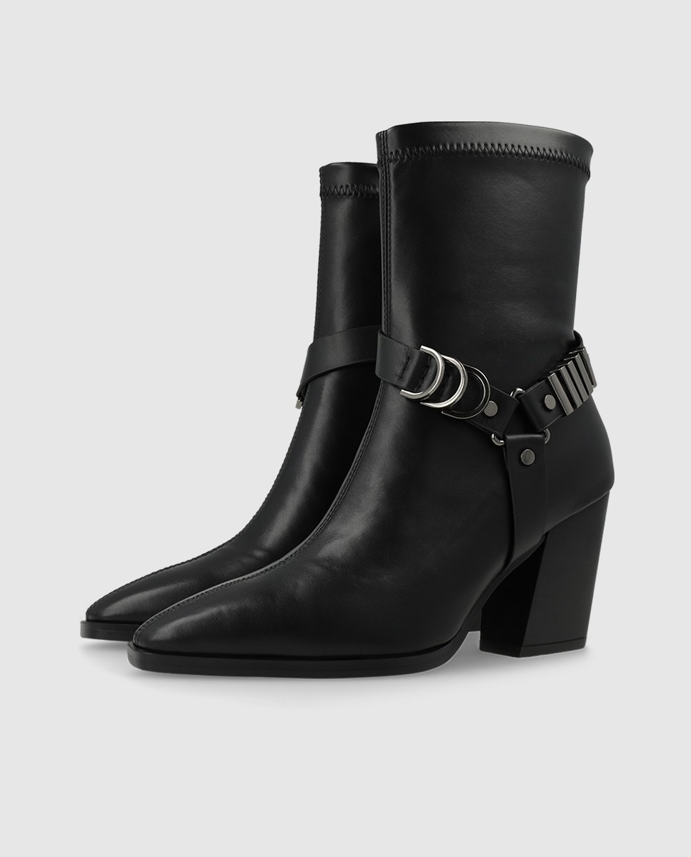 Botines de mujer en antelina elástica con apliques metálicos - Lodi - Negro Negro-3