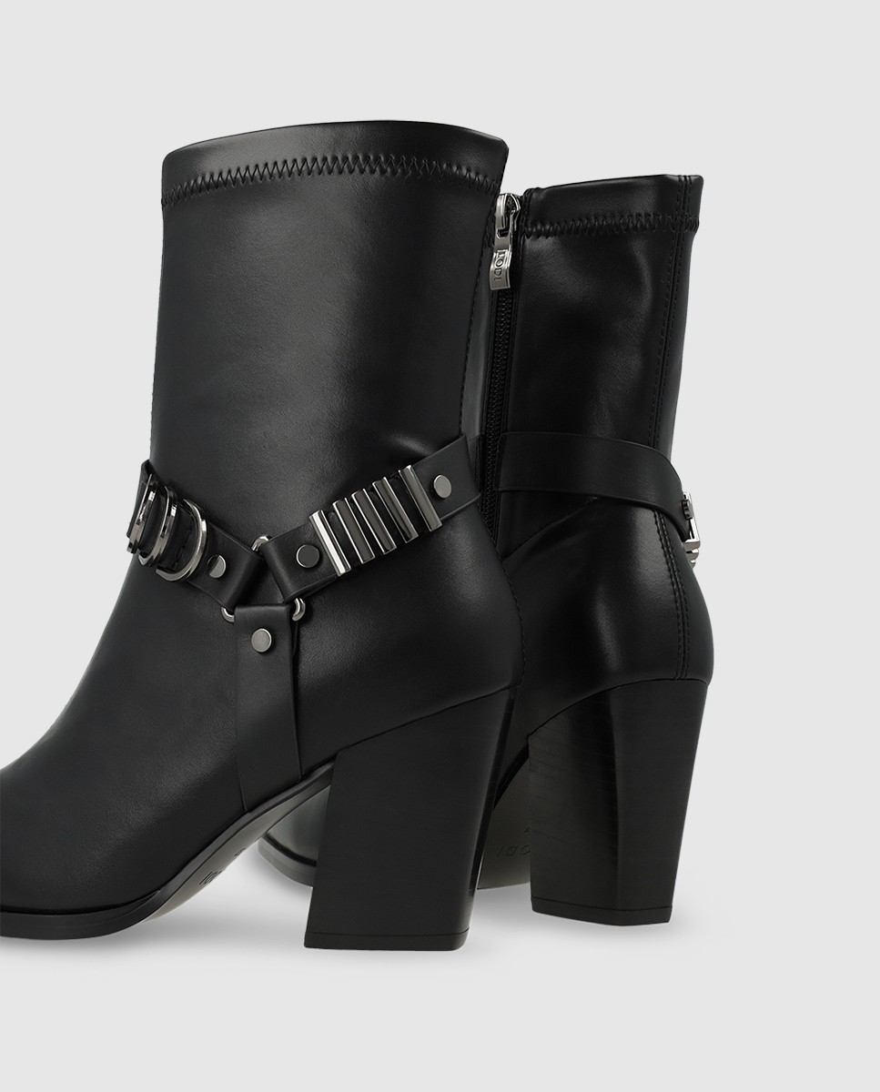 Botines de mujer en antelina elástica con apliques metálicos - Lodi - Negro Negro-2