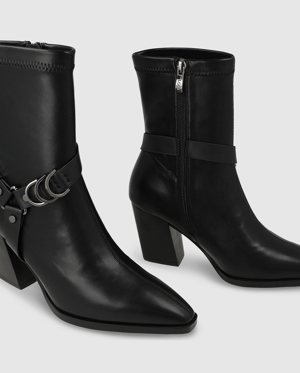 Botines de mujer en antelina elástica con apliques metálicos - Lodi - Negro Negro-4