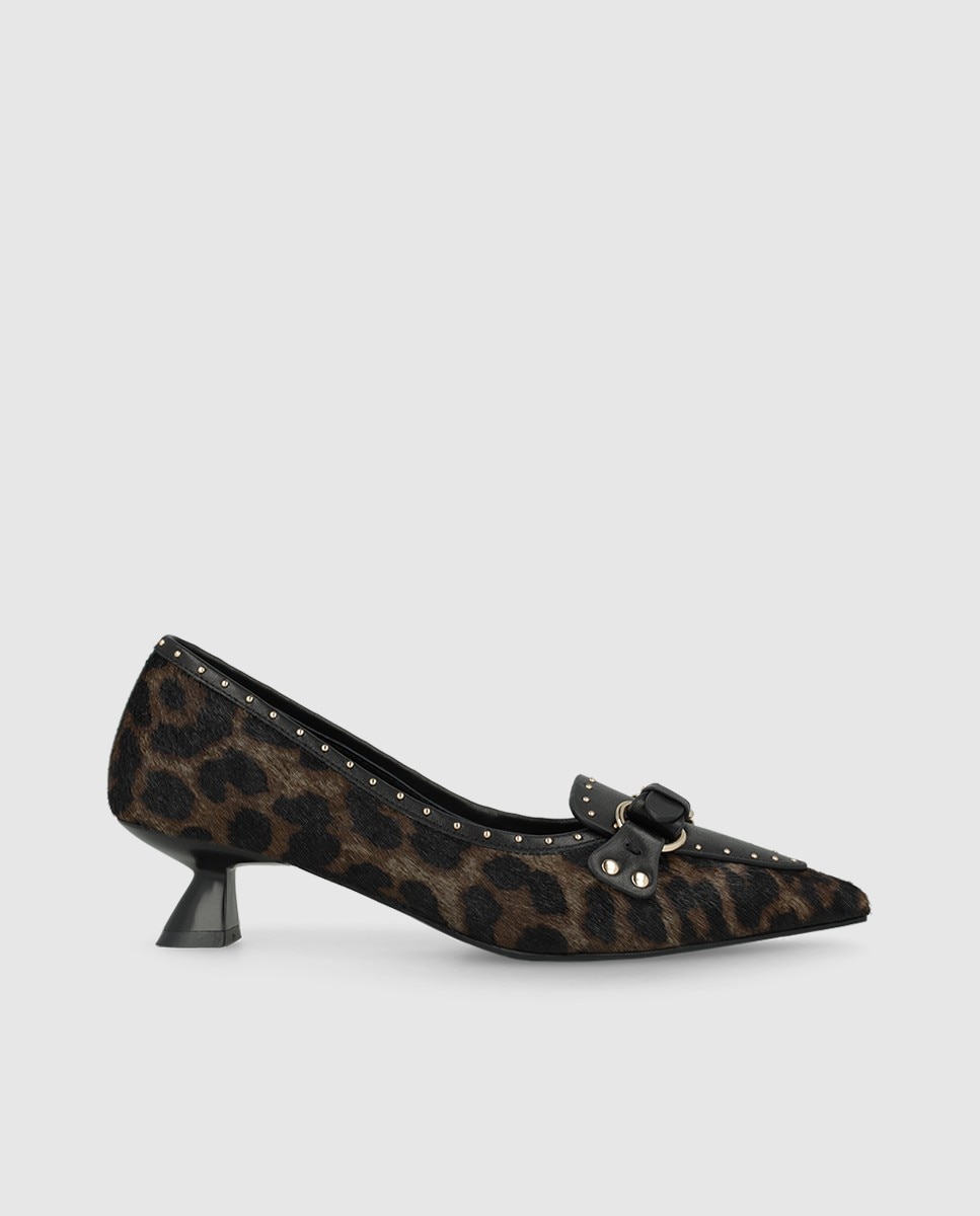 Zapatos de salón de mujer en piel efecto animal print - Lodi - Marrón Marrón-1