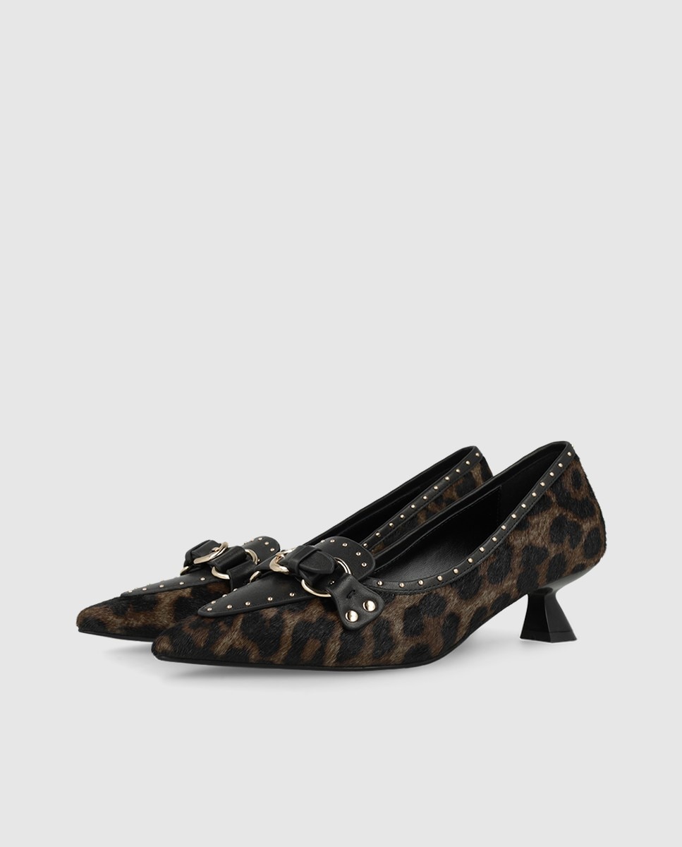 Zapatos de salón de mujer en piel efecto animal print - Lodi - Marrón Marrón-3