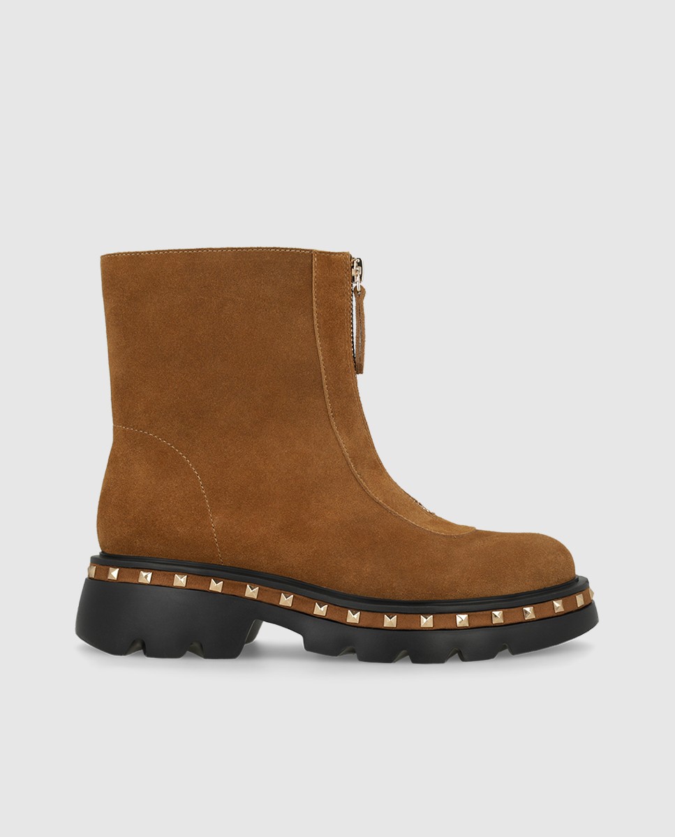 Botines de mujer en piel con detalle de tachas - Lodi - Marrón Marrón-1